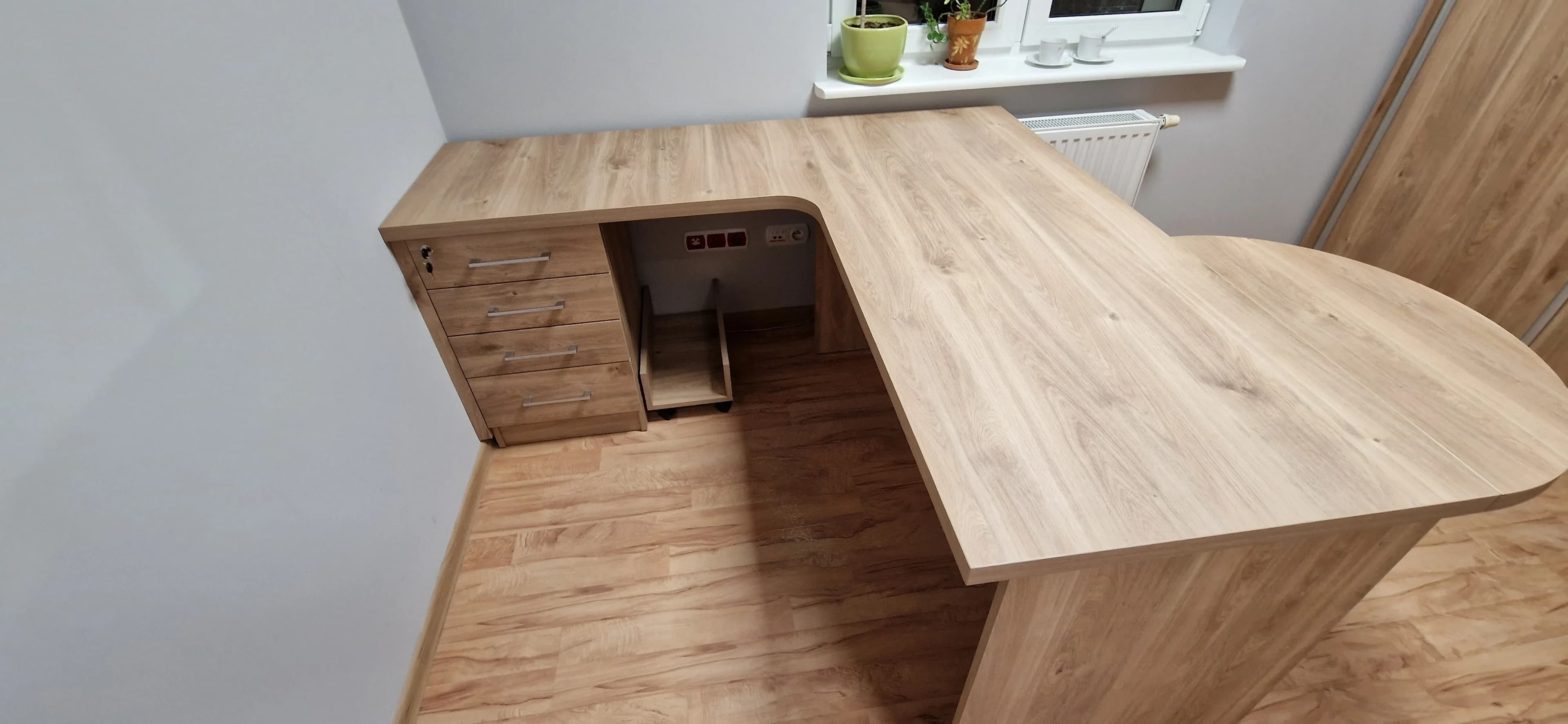 Biurko Drewno Dab Narozne Szuflady - Stolarnia Pablo Słupsk