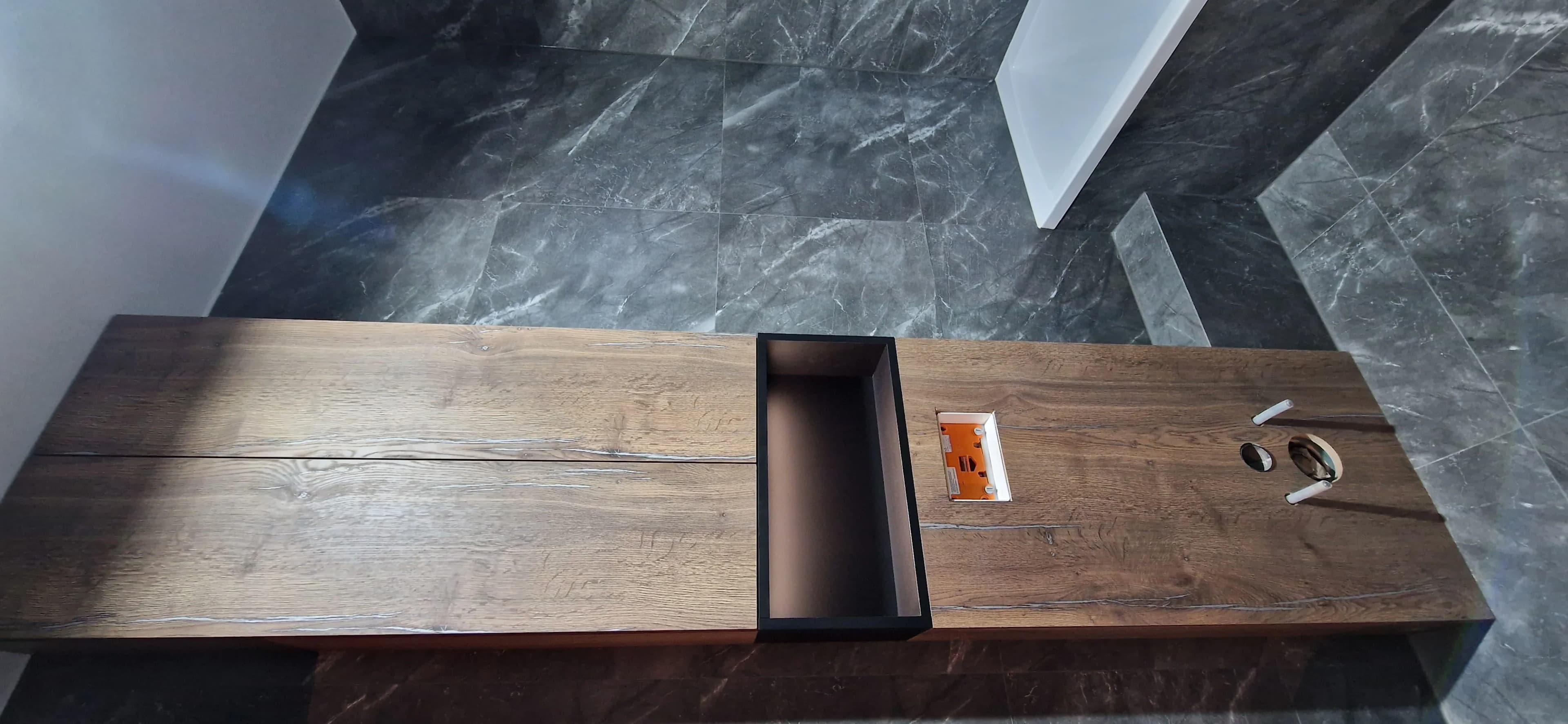 Lazienka Drewno Dab Zabudowa Nowoczesna - Stolarnia Pablo Słupsk