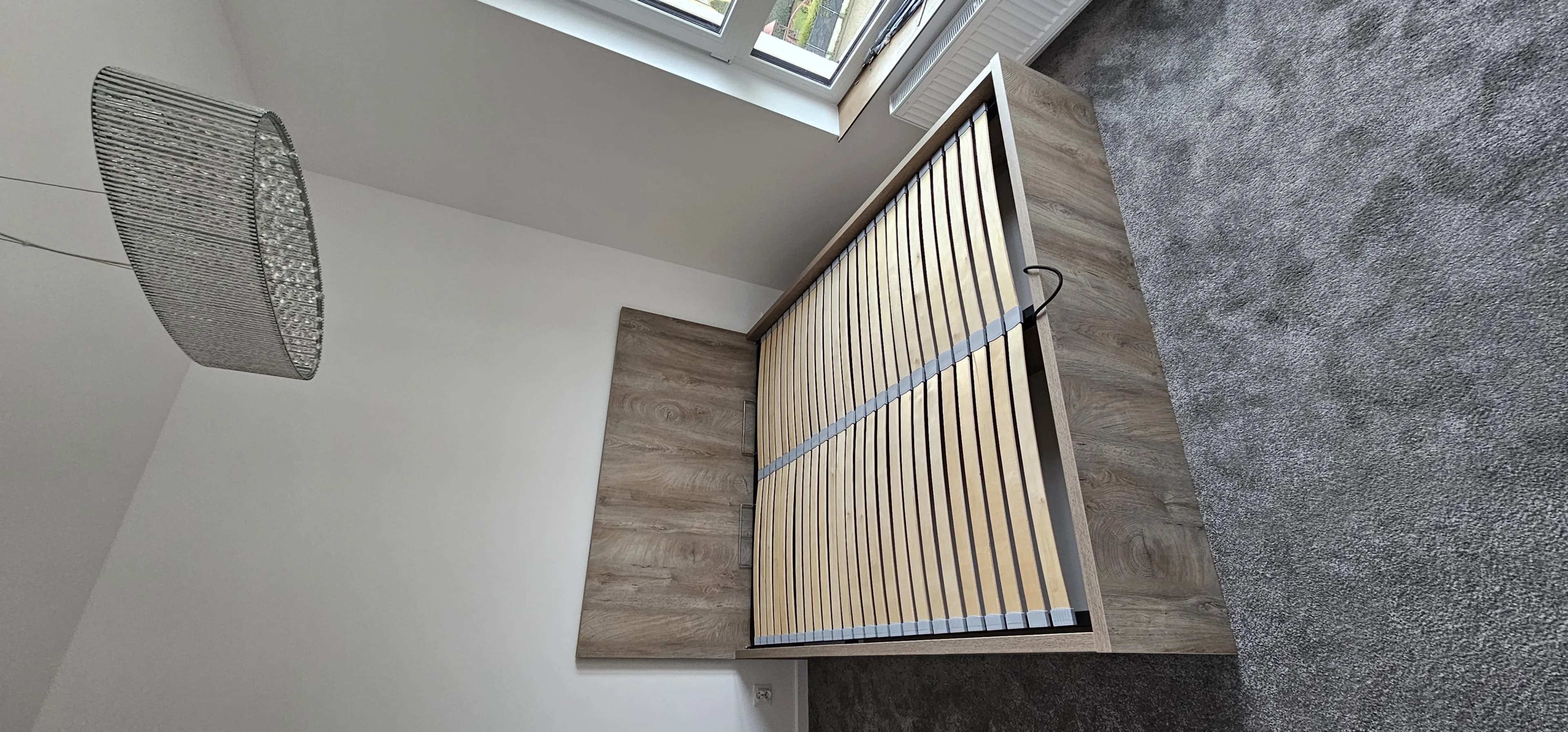 Lozko Drewno Dab Szary Nowoczesne - Stolarnia Pablo Słupsk