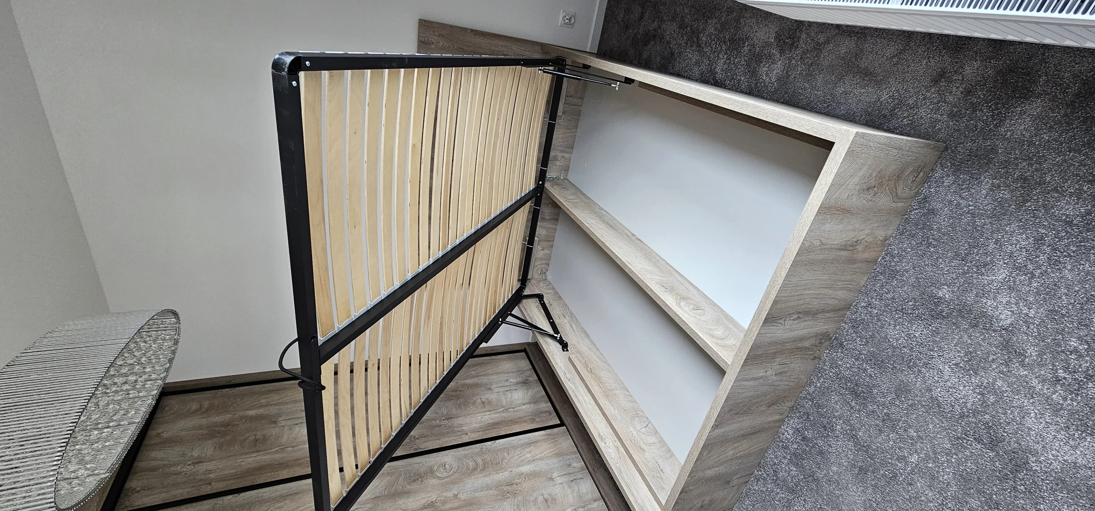 Lozko Drewno Jasne Nowoczesne Schowek - Stolarnia Pablo Słupsk