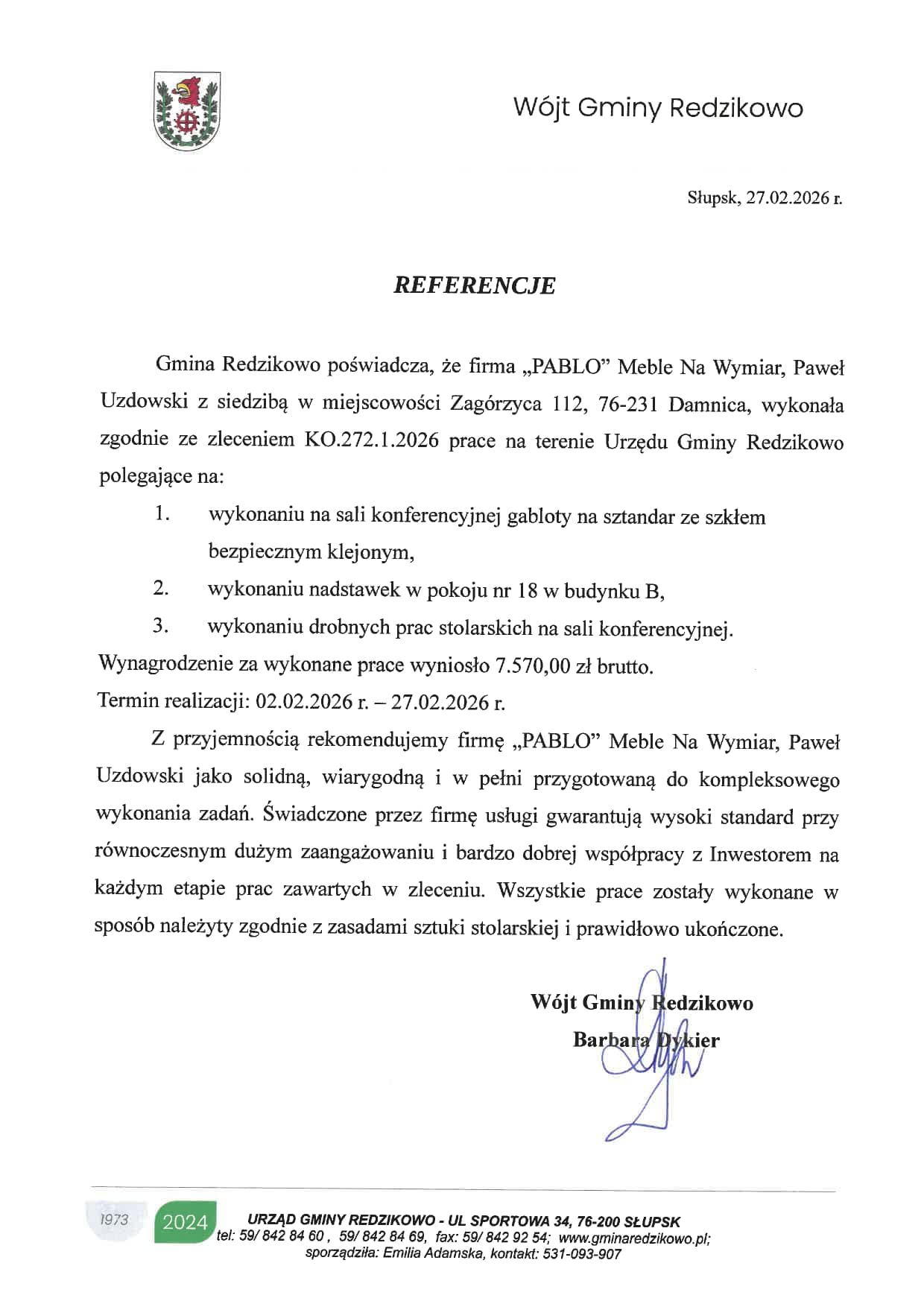 Referencje — Gmina Redzikowo