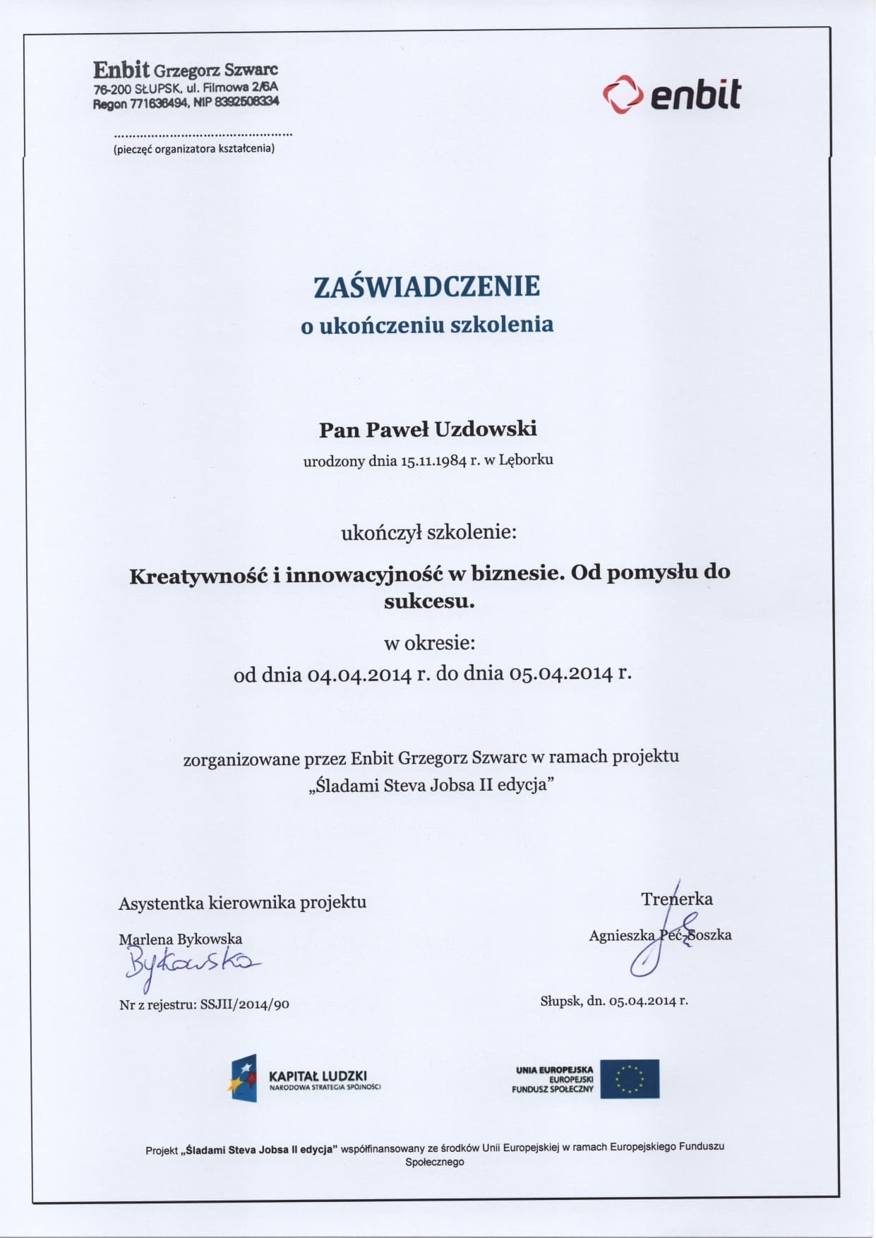 Szkolenie — kreatywność i innowacyjność w biznesie