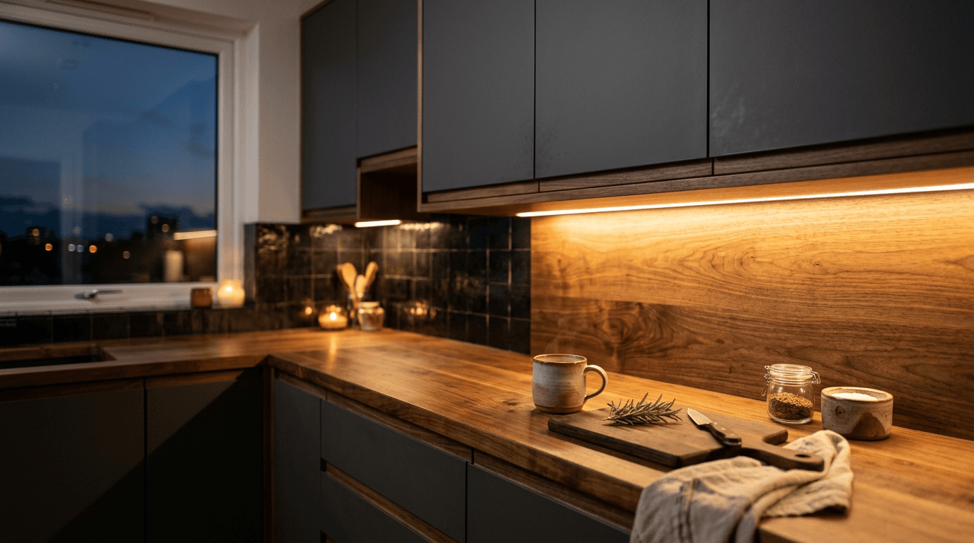 LED w kuchni na wymiar — oświetlenie pod szafkami, Stolarnia Pablo